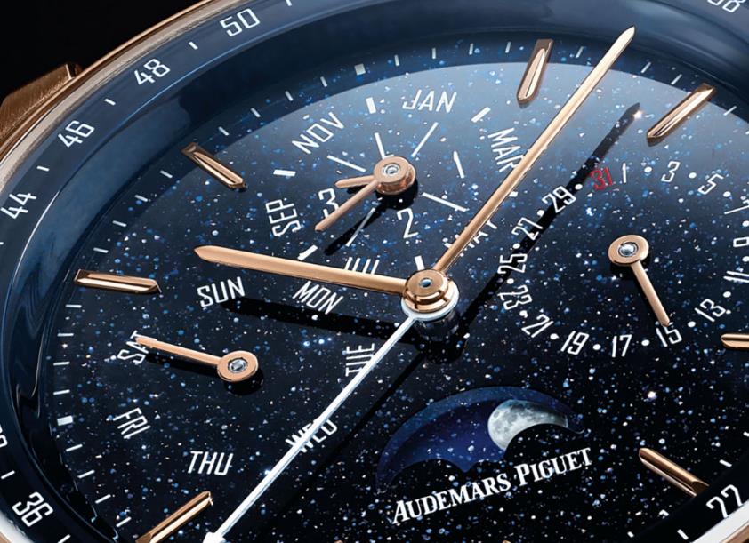 The multi-functional replica watches have dark blue dials.
